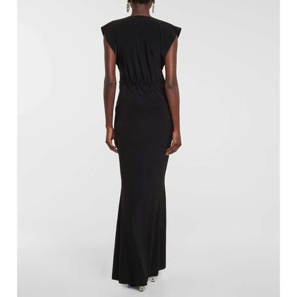 Norma Kamali V Neck Rectangle Velvet Gown in Black Small New Womens Long Dress - Picture 15 of 16